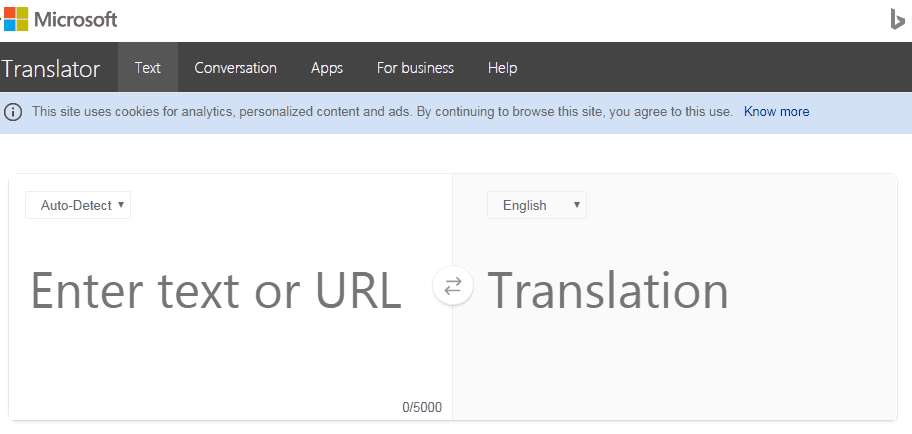 Bing translator widget
